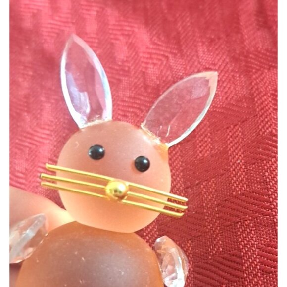 Crystal Bunny Rabbit Figure Miniature Pink Gold Whiskers Bohemia Sklarny - Picture 3 of 6